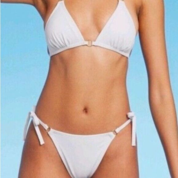 NWT Shade & Shore Women’s White Hip Tie Bikini Swim Bottom  - Size S 4/6 - Picture 2 of 11